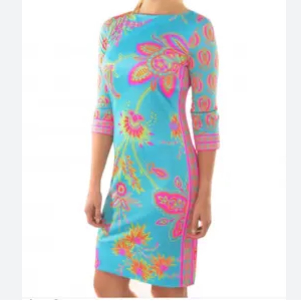 Gretchen Scott Designs Blue and Pink Floral Dress